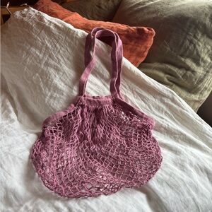 Pink Cotton Mesh Tote Bag